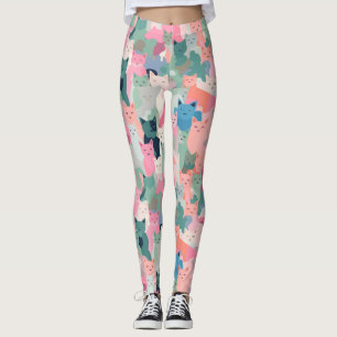 Pastellfarben Katzen Tarnung Leggings