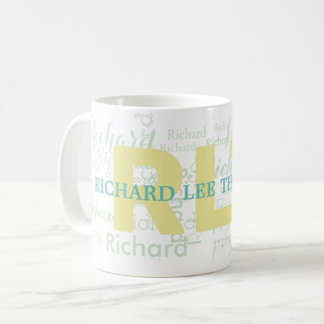 Pastellfarben klare helle Monografie Kaffeetasse (Vorderseite Links)