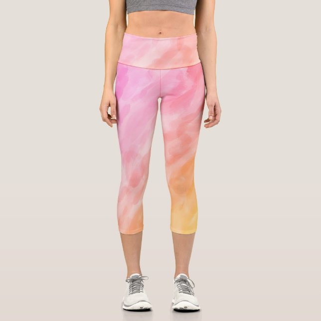 Pastellfarben Künstlerisches High Waisted Capris (Vorderseite)