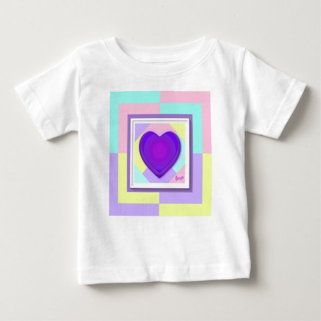 Pastellfarben & lila Herzen schlagen Baby T-shirt (Vorderseite)