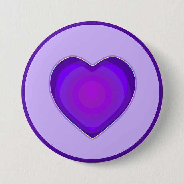 Pastellfarben & lila Herzen schlagen Button (Vorderseite)