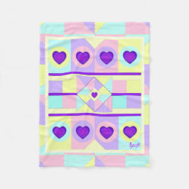 Pastellfarben & lila Herzen schlagen Fleecedecke