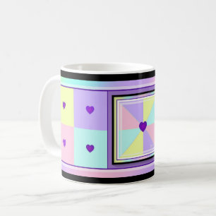 Pastellfarben & lila Herzen schlagen Kaffeetasse