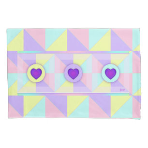 Pastellfarben & lila Herzen schlagen Kissenbezug