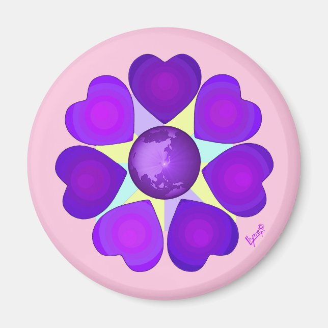 Pastellfarben & lila Herzen schlagen Magnet (Vorne)