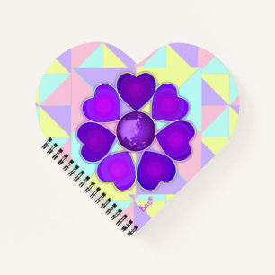 Pastellfarben & lila Herzen schlagen Notizbuch