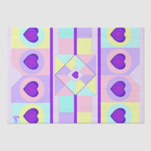 Pastellfarben & lila Herzen schlagen Seidenpapier