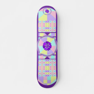 Pastellfarben & lila Herzen schlagen Skateboard