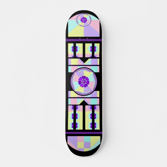 Pastellfarben & lila Herzen schlagen Skateboard (Vorne)