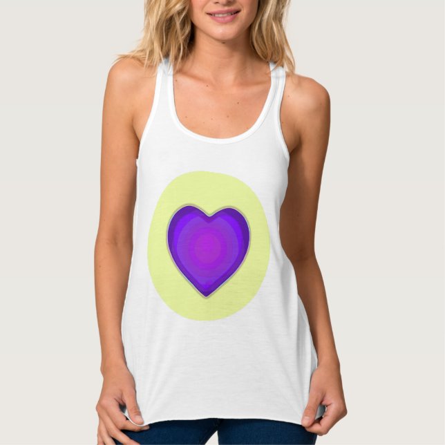 Pastellfarben & lila Herzen schlagen Tank Top (Vorderseite)