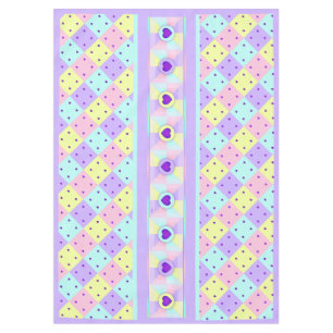 Pastellfarben & lila Herzen schlagen Tischdecke