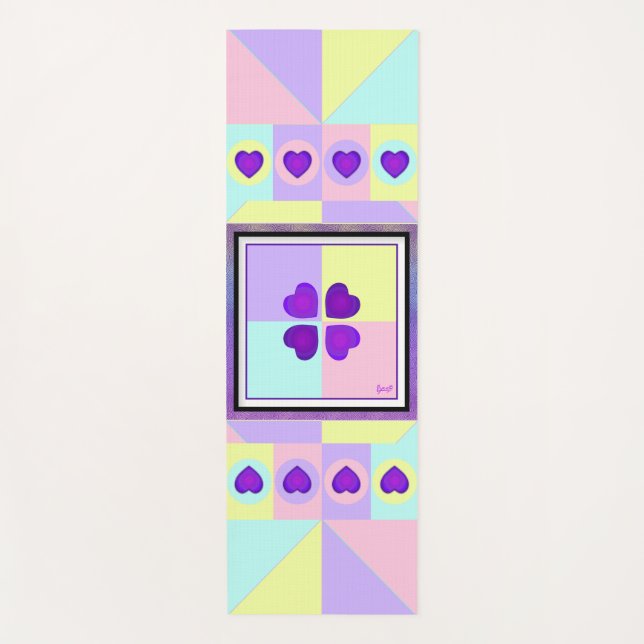 Pastellfarben & lila Herzen schlagen Yogamatte (Vorderseite)