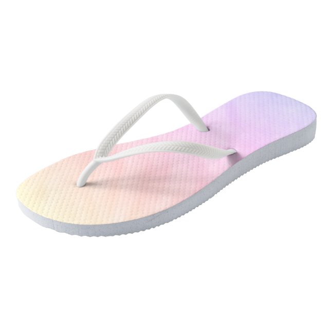 Pastellfarben Lila rosa Gelbe Wasserfarben Flip Flops (Schrägansicht)