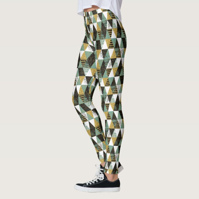 Pastellfarben Modernes geometrisches Dreiecksmuste Leggings (Links)