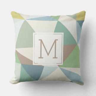 Pastellfarben Modernes geometrisches Muster Monogr Kissen