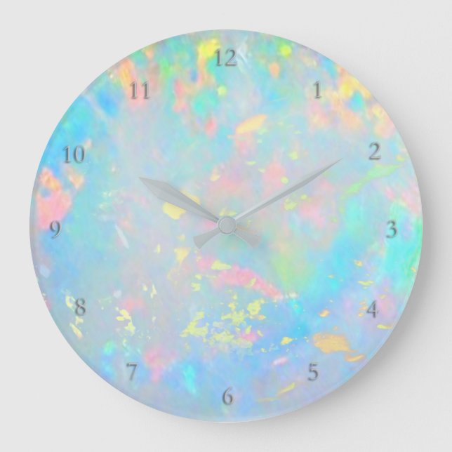 Pastellfarben Opal-Textur Große Wanduhr (Vorderseite)