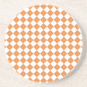 Pastellfarben Orange und White Diamond-Karo Untersetzer