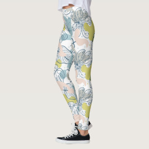 Pastellfarben Palmenfarben Blätter und Bio Formen Leggings