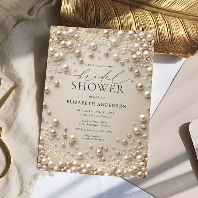 Pastellfarben Perlen mit Karo-Brautparty Einladung (Von Creator hochgeladen)