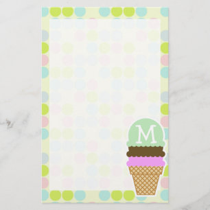 Pastellfarben, Polka-Dot; Eiscreme Briefpapier