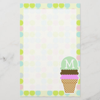 Pastellfarben, Polka-Dot; Eiscreme Briefpapier