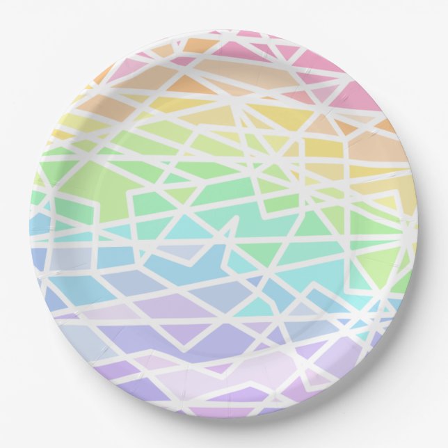 Pastellfarben Rainbow Geometric Paper Tellers Pappteller (Vorderseite)