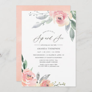 Pastellfarben Rosa Blumensippe und Party anzeigen Einladung