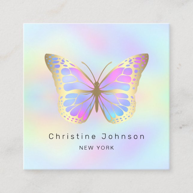 Pastellfarben Schmetterling Quadratische Visitenkarte (Vorderseite)
