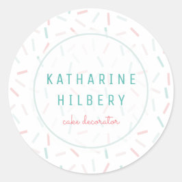 Pastellfarben Sprinkles Weiß Runder Aufkleber