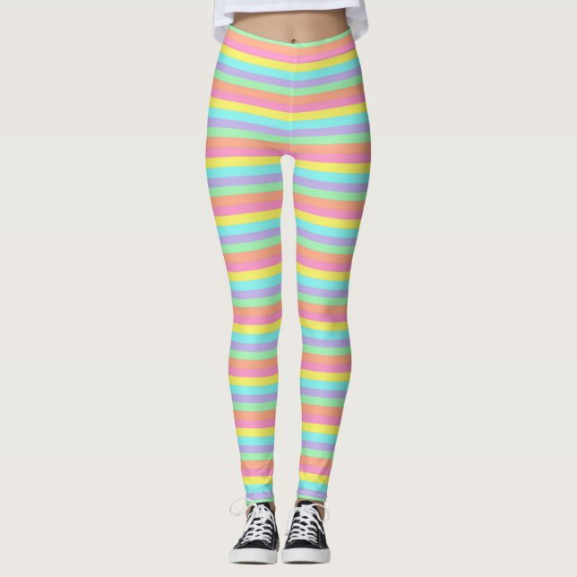 Pastellfarben Streifen Leggings (Vorderseite)
