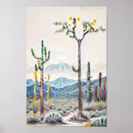 Pastellfarben surreal abstrakte Wüstenkaktus Poster