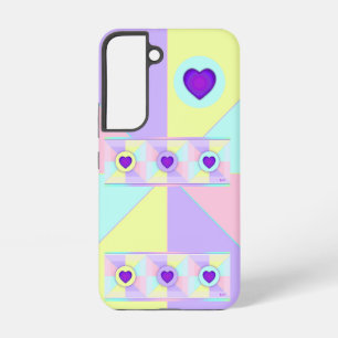 Pastellfarben und schlagende lila Herzen Samsung Galaxy Hülle