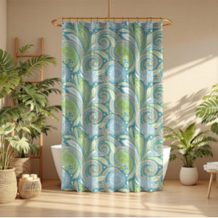 Pastellfarben Vintages Blumenmuster Duschvorhang