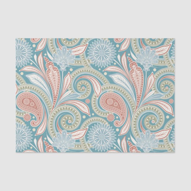 Pastellfarben Vintages Paisley Seidenpapier (Vorderseite)