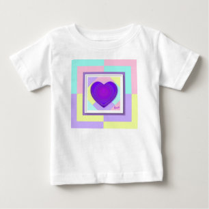 Pastellfarben & violette Herzen schlagen Baby T-shirt