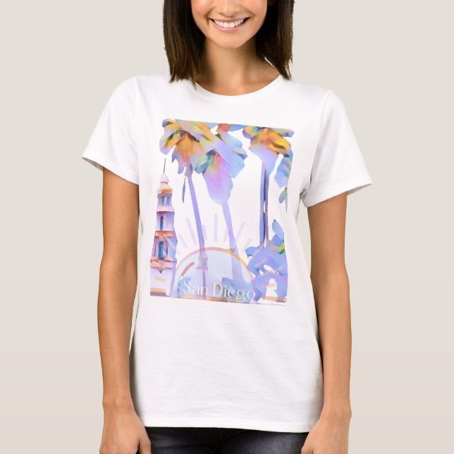 Pastellfarben / Wasserfarben San Diego T-Shirt (Vorderseite)