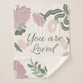 Pastellfarben Wildblumen Rosa und Grün. Sherpadecke