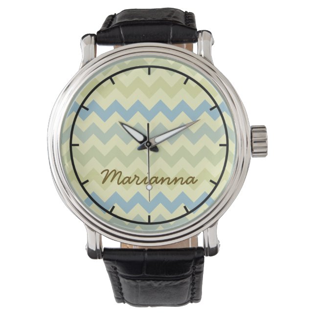 Pastellfarben Zickzack Armbanduhr (Vorderseite)