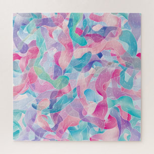 Pastellfarbene abstrakte Bandmuster Puzzle