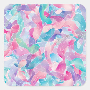 Pastellfarbene abstrakte Bandmuster Quadratischer Aufkleber