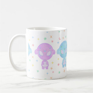 Pastellfarbene Alien-Zwillingsschwestern Süße ko Kaffeetasse