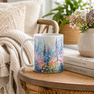 Pastellfarbene Aquarell-Wildblumenwiese Kaffeetasse