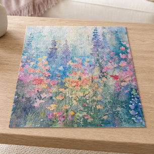 Pastellfarbene Aquarell-Wildblumenwiese Puzzle