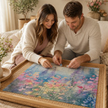 Pastellfarbene Aquarell-Wildblumenwiese