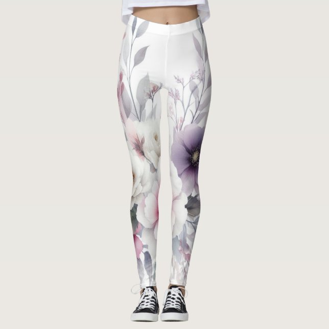 pastellfarbene Aquarellkunst Leggings (Vorderseite)