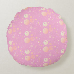 Pastellfarbene, ästhetisch rosa Punktmuster Rundes Kissen