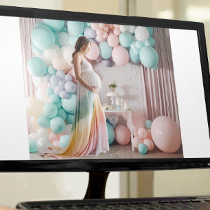 Pastellfarbene Babyparty-Ballon-Fotografie-Hinterg Poster