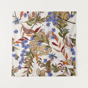 Pastellfarbene blühende Blumenlilie mit grünen Blä Wandteppich