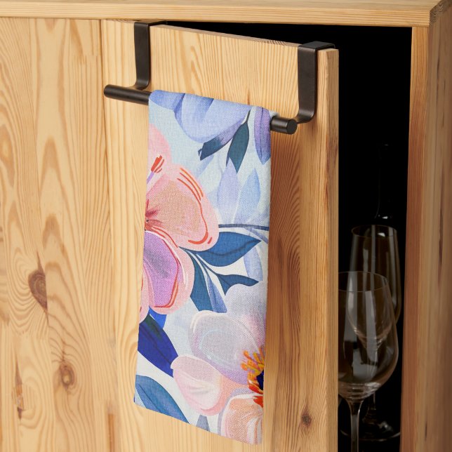 Pastellfarbene Blume Geschirrtuch (Drittel gefaltet)