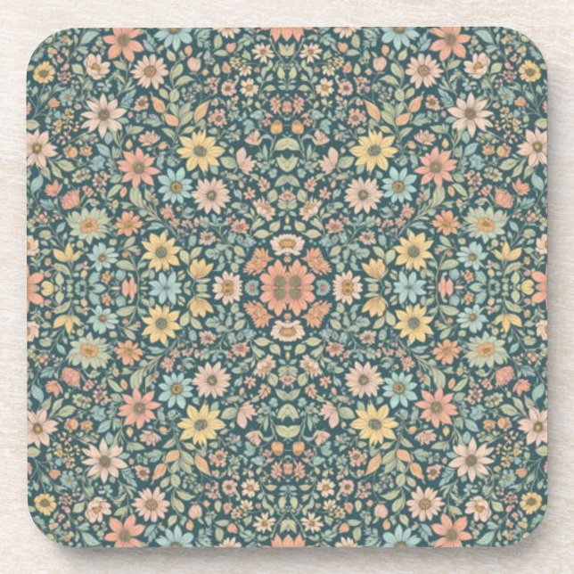 Pastellfarbene Blume mit dunklem Hintergrund Getränkeuntersetzer (Vorderseite)
